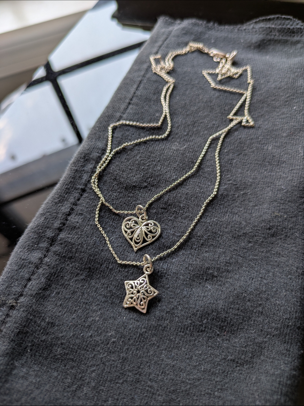 Delicate Sterling Silver Heart & Star Layered Necklace - Women's Jewelry